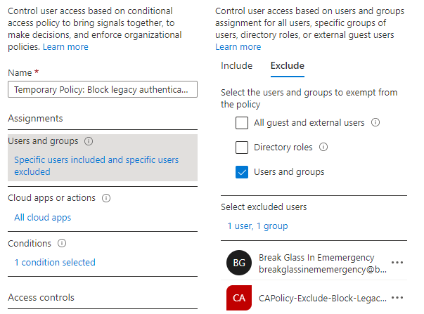 /en/phase-legacy-authentication-the-next-9-percent/images/AzurePortalCAPolicyExcludeGroupAndBreakGlass.png