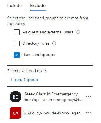 /en/phase-outlegacy-authentication-create-prerequisites/images/AzurePortalCAPolicyExcludeBreakGlassAndGroup.png