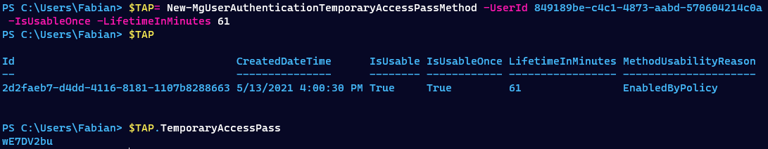 /journey-passwordless-temporary-access-pass/images/PowerShellNew-MgUserAuthenticationTemporaryAccessPassMethod.png